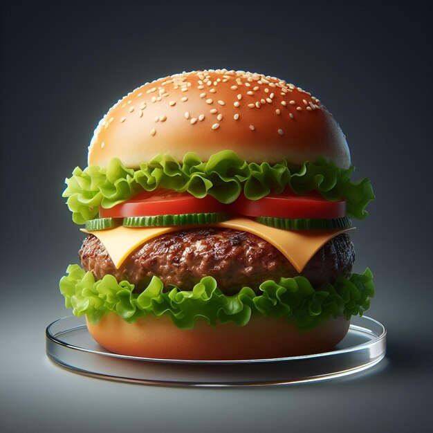 Delicious hamburger in an empty background