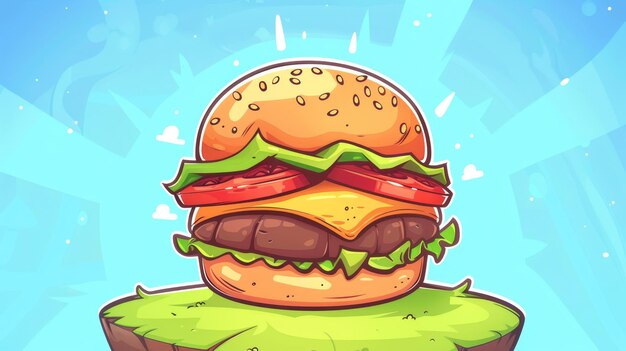 Photo delicious hamburger illustration drawn by hand