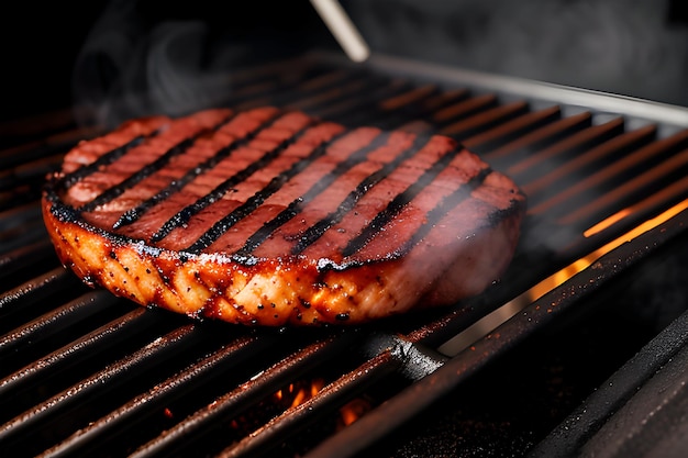 写真 グリルで焼いたおいしいハンバーガー