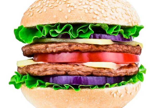 Foto deliziosi hamburger su sfondo bianco