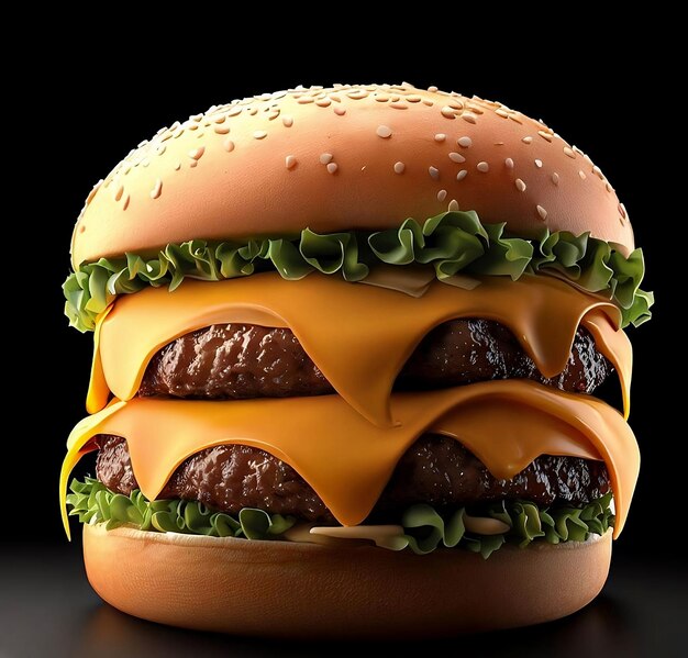 Вкусный гамбургер с сыром на нем