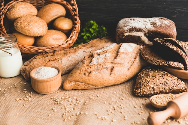 Deliziosi panini sani di pane