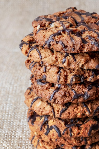 Delicious healthy cookies with chocolate and plant seeds