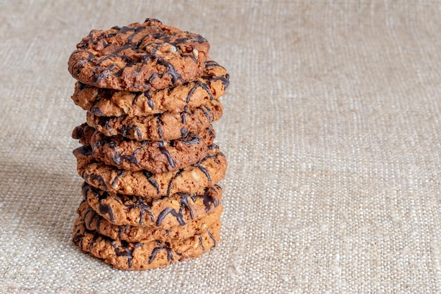 Delicious healthy cookies with chocolate and plant seeds
