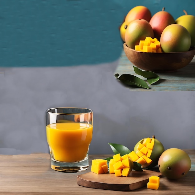 Delicious healthy organic mango juice shakes background ai generated