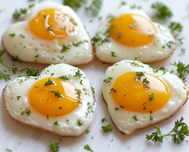 写真 ロマンチックな朝食やバレンタインデーに美味しい心の形のフライドエッグ