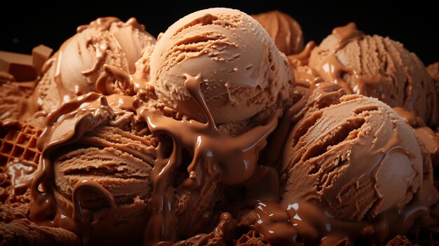 Фото Вкусное домашнее мороженое со сладкой концепцией меню кофейной пустыни