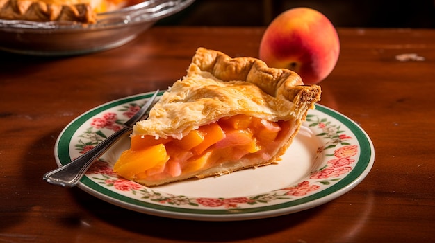 delicious homemade apple pie in a bowl at the table generative AI