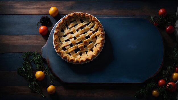 Delicious Homemade Apple Pie on Rustic White Wooden Table thanksgiving top view