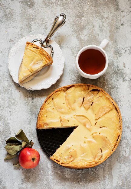 Delicious  homemade apple pie, top view