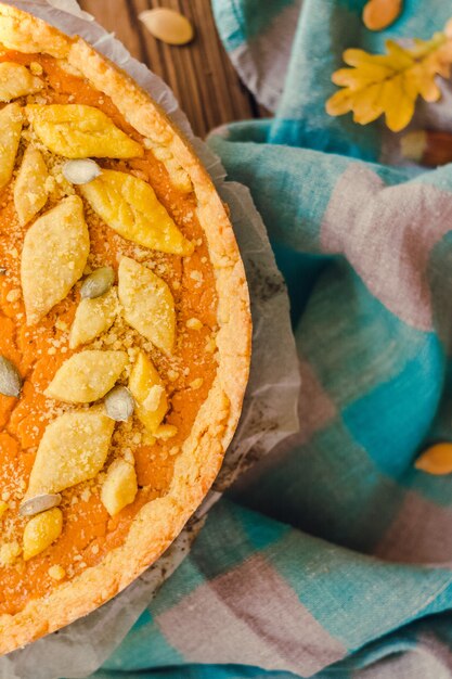 Photo delicious homemade autumn pumpkin pie