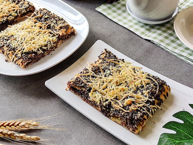 Delicious homemade chocolate bread with cheese sprinkles