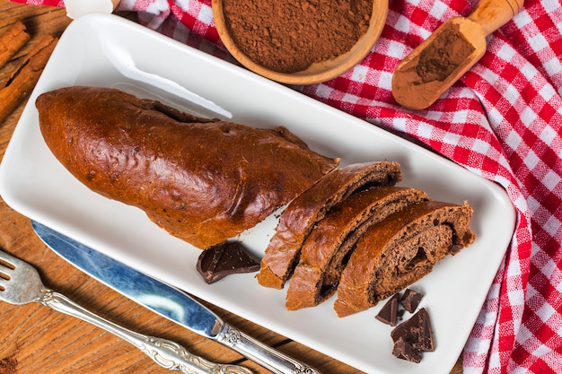 Delicious homemade chocolate loaf of bread