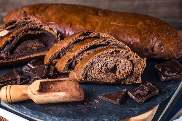 Delicious homemade chocolate loaf of bread