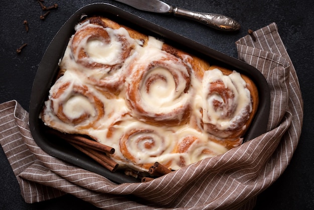 Delicious homemade cinnamon rolls traditional winter sweets