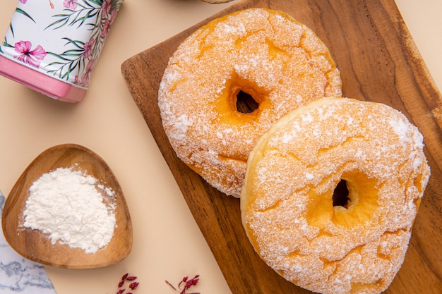 delicious homemade doughnut or donut 

Donut is popular in many countries and is prepared in various forms as a sweet snack that can be homemade or purchased in bakerie