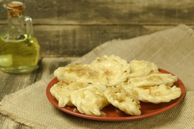 Delicious homemade dumplings on a plate closeup