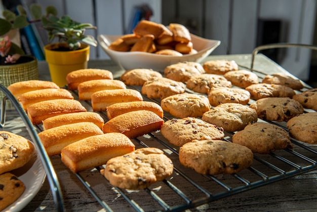 Delicious homemade financier cakes and cookies,