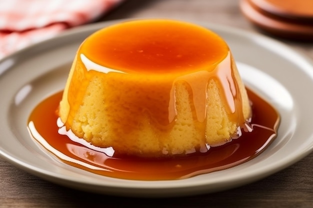 Delicious homemade flan dessert with a caramel topping