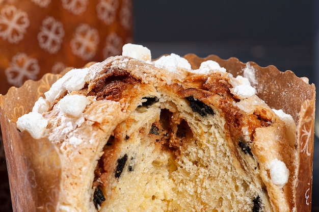 Delicious homemade panettone with chocolate