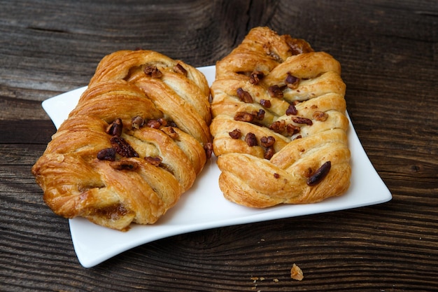 Delicious homemade pastry on a white plate