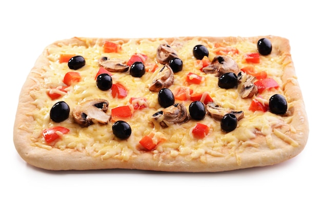 흰색으로 분리된 맛있는 수제 피자