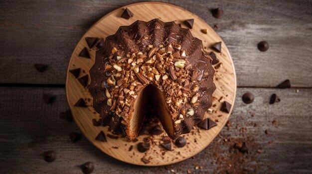 Delicious homemade pound cake on wooden table