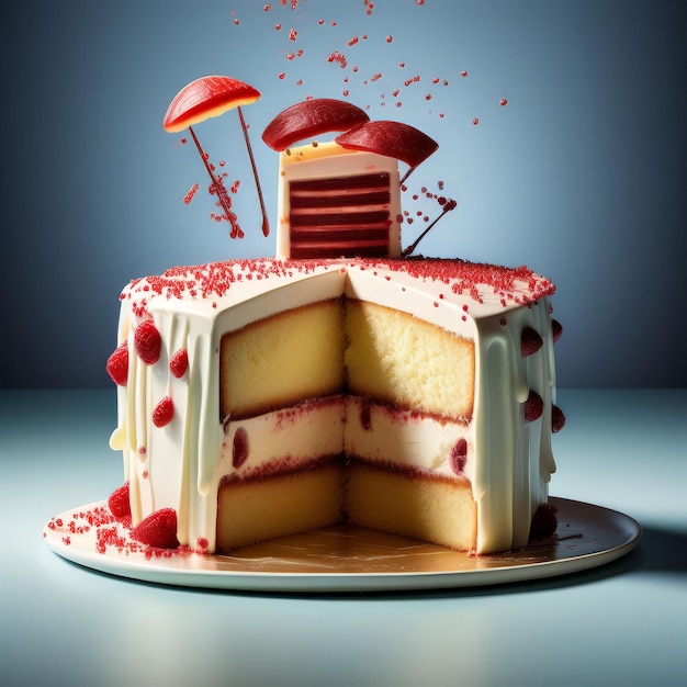 Foto deliziosa torta di velluto rosso fatta in casa con crema e marmellata di fragole deliziosa tortella di velluto rojo fatta in casa