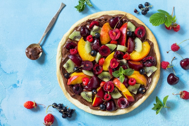Delicious homemade summer fruit berry pizza