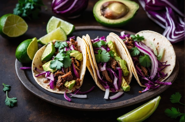Photo delicious homemade tacos with fresh ingredients