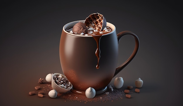 Delicious hot chocolate in a cup