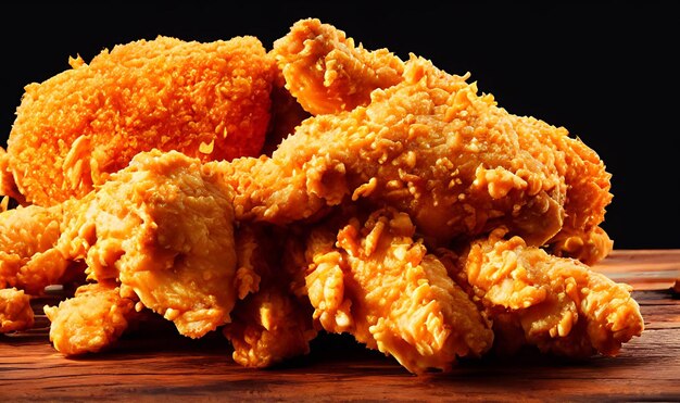 Delicious hot and crispy fried chicken meat fast food products fried spicy chicken