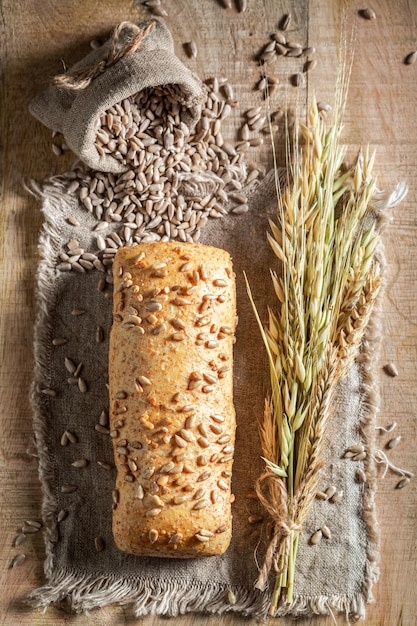 Delicious and hot oat buns baked in bakery