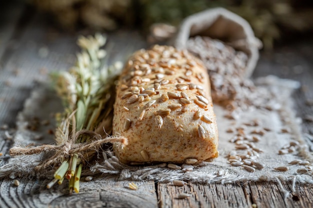 Delicious and hot oat buns with wheat grains