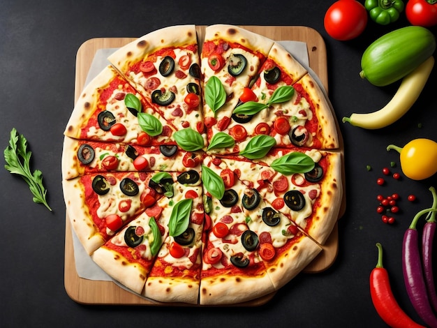 Photo delicious and hot pizza with souce