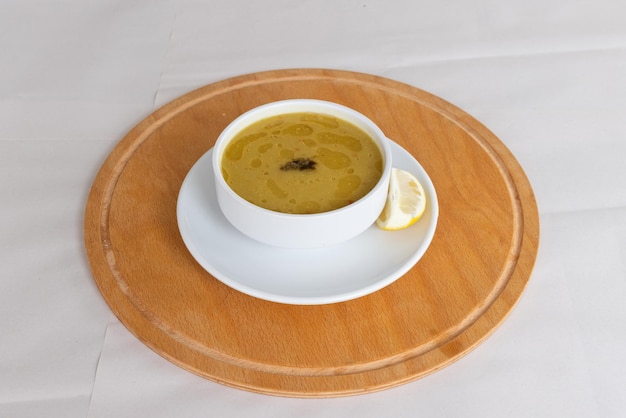 A delicious hot soup on the plate