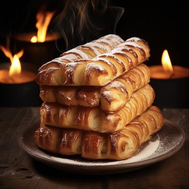 Photo delicious hungarian chimney cake traditional bakery sweet dessert with tasty sugar layers