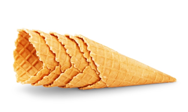 Delicious ice-cream cone on white background