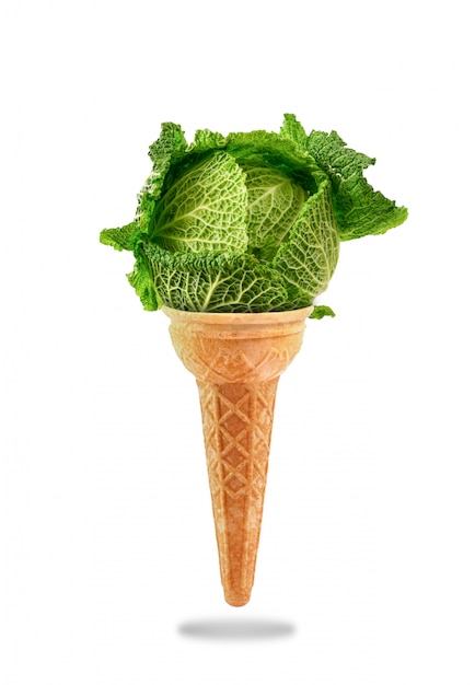 Delicious ice cream cone with cabbage taste