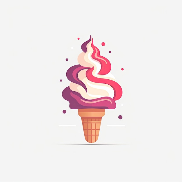 A delicious ice cream cone with a swirl of pink on top