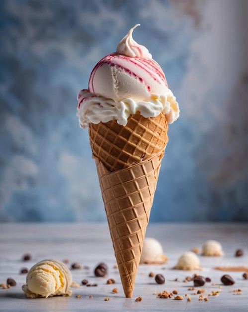 Foto un delizioso cono di gelato.