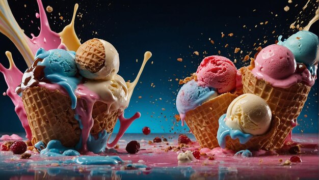 Delicious ice cream explosion cut out