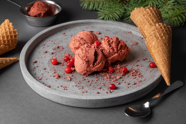 delicious ice cream in winter time