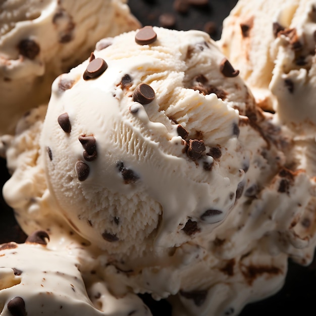 Delicious ice cream with chocolate chips