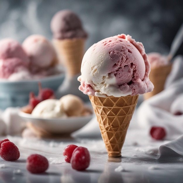 A delicious icecream photography with kitchen background