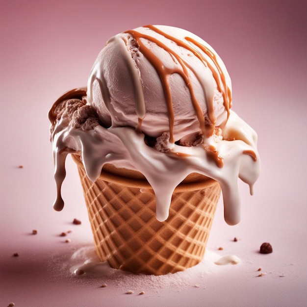 A delicious icecream photography with kitchen background