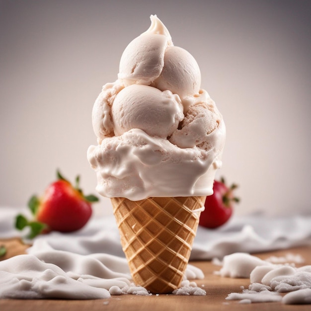 A delicious icecream photography with kitchen background