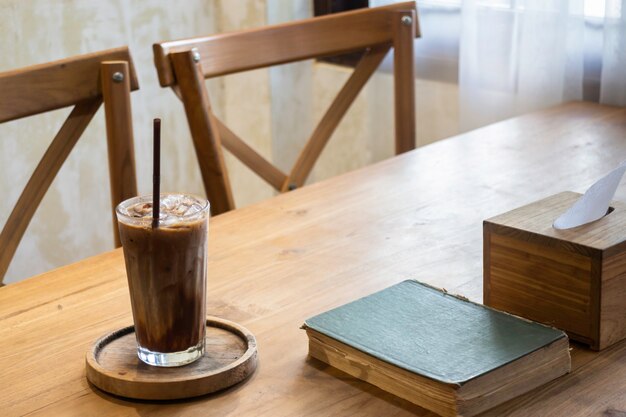 Delicious iced coffee and milk chocolate melt drink