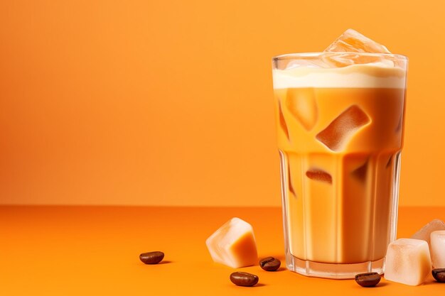 Delicious iced latte or cappuccino with pumpkin spice generative ai