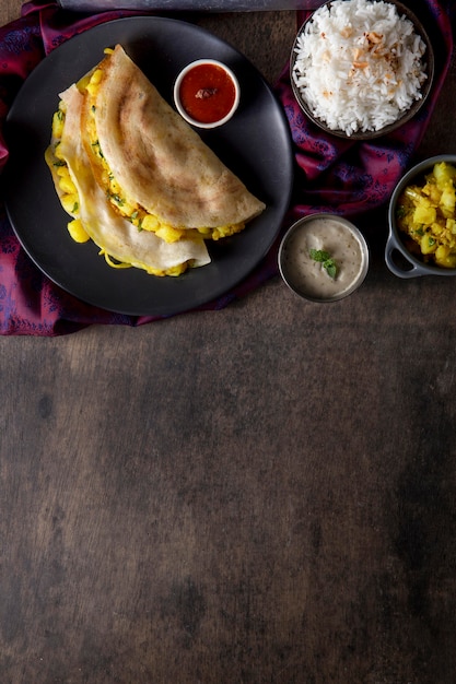 Delicious indian dosa composition